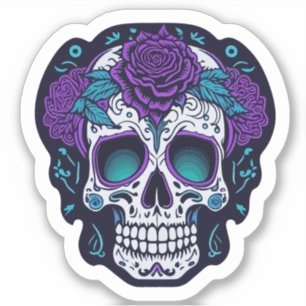 Purple and Teal Sugar Skull 2
