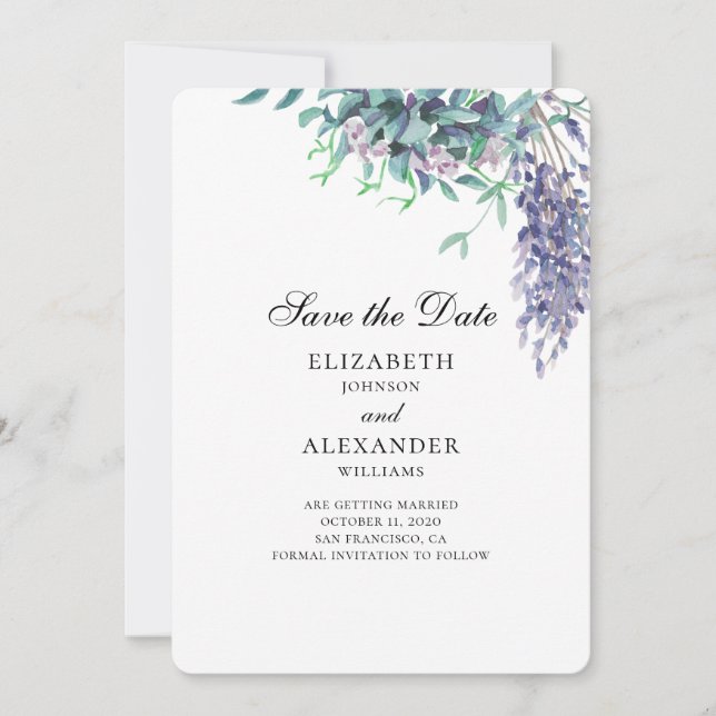 Purple and teal wedding. Floral save the date Invitation (Front)
