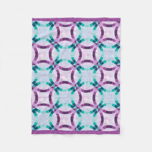 Purple and Teal Wedding Ring Quilt Design Fleece Blanket