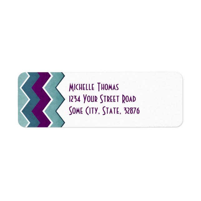 Purple and Teal Zig Zag Pattern return address Label (Front)