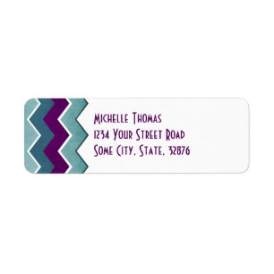 Purple and Teal Zig Zag Pattern return address Return Address Label