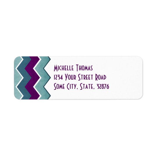 Purple and Teal Zig Zag Pattern return address Return Address Label