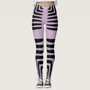 Purple and Thick Black African Lines Leggings