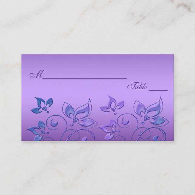 Purple and Turquoise Floral Placecards (Front)