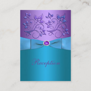 Purple and Turquoise Floral Wedding Enclosure Card