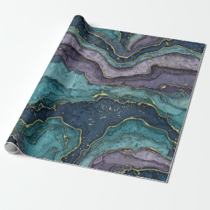 Purple and Turquoise Marble Wrapping Paper
