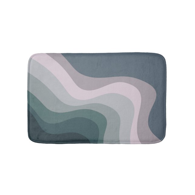 Purple and turquoise retro style waves bath mat (Front)
