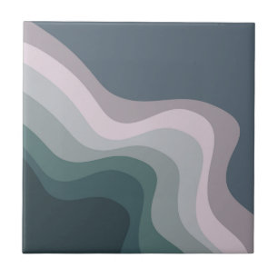 Purple and turquoise retro style waves ceramic tile