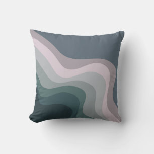 Purple and turquoise retro style waves cushion
