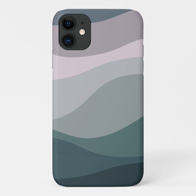 Purple and turquoise retro style waves decoration Case-Mate iPhone case (Back)