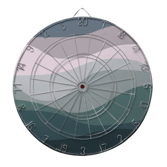 Purple and turquoise retro style waves decoration dartboard (Front)