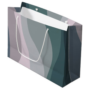 Purple and turquoise retro style waves decoration large gift bag