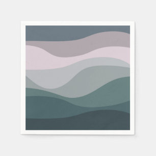 Purple and turquoise retro style waves decoration napkin
