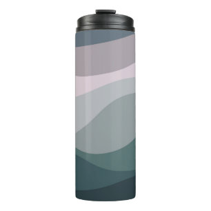 Purple and turquoise retro style waves decoration thermal tumbler