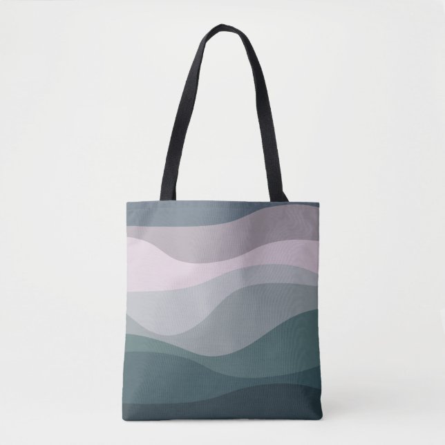 Purple and turquoise retro style waves decoration tote bag (Front)