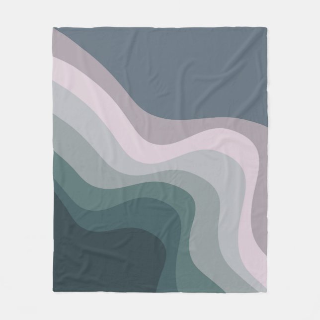 Purple and turquoise retro style waves fleece blanket (Front)