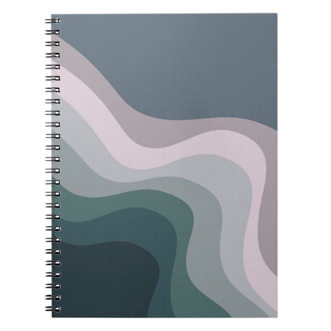 Purple and turquoise retro style waves notebook (Front)