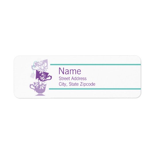Purple and Turquoise Tea Return Address Label