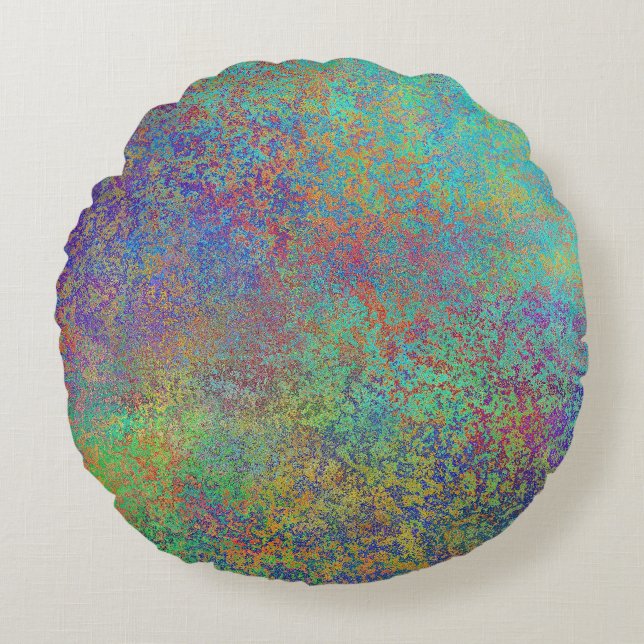 Purple and turquoise texture round cushion (Front)