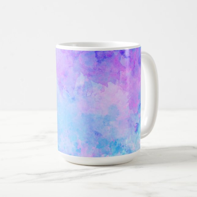 Purple and Turquoise Watercolor Splashes Coffee Mug (Front Right)