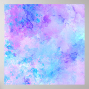 Purple and Turquoise Watercolor Splashes Poster