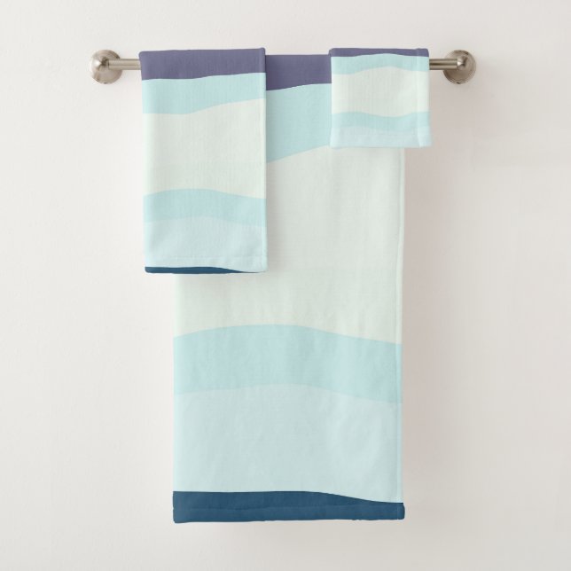 Purple and Turquoise Wavy Stripes Bath Towel Set (Insitu)
