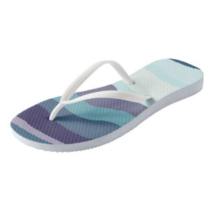 Purple and Turquoise Wavy Stripes Thongs