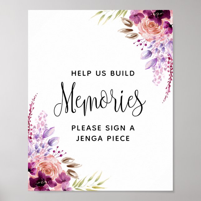 Purple and Violet, Building Memories Wedding Sign (Front)
