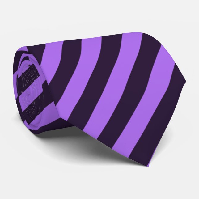 Purple and Violet Diagonal Striped Tie (Rolled)