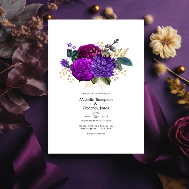 Purple and Violet Floral Wedding Invitation (Creator Uploaded)