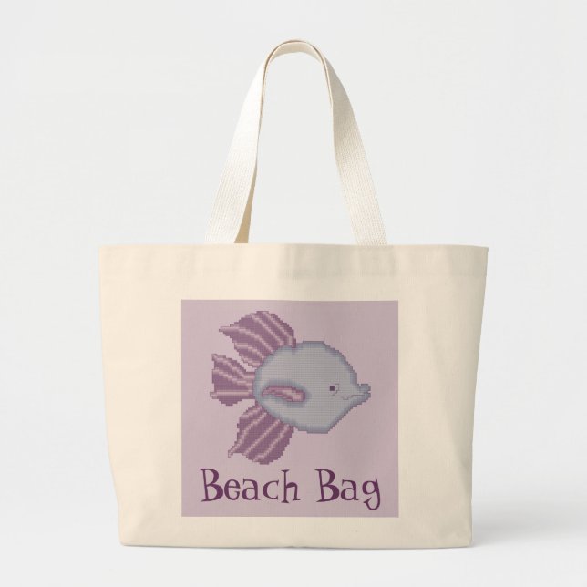 Purple and Violet Tropical Fish Beach Bag (Front)
