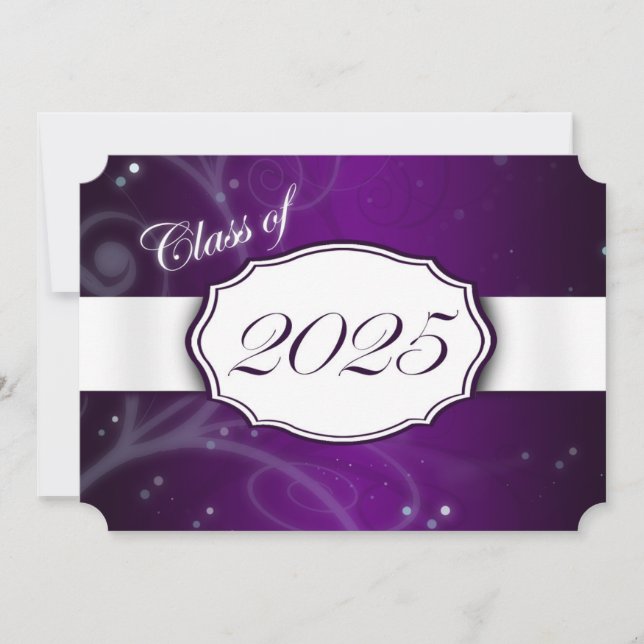 Purple and White 2025 Graduation Invitations (Front)