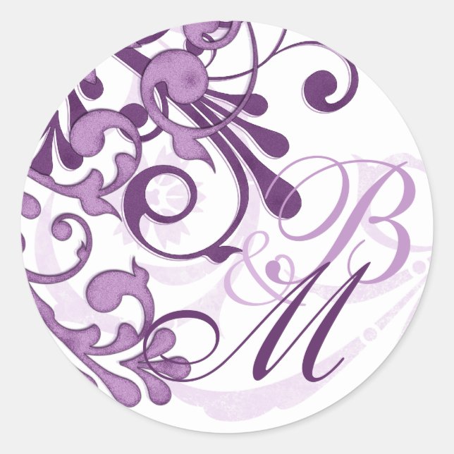 Purple and White Abstract Floral Envelope Seal (Front)