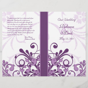 Purple and White Abstract Floral Wedding Program