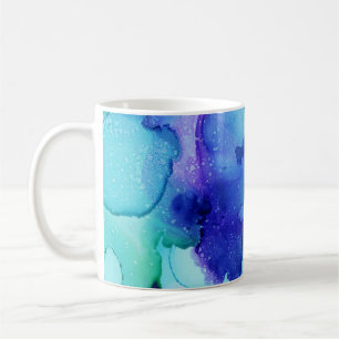 Purple and white abstract painting coffee mug