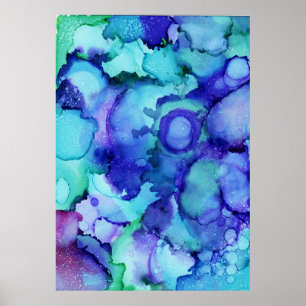 Purple and white abstract painting poster