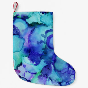 Purple and white abstract painting small christmas stocking