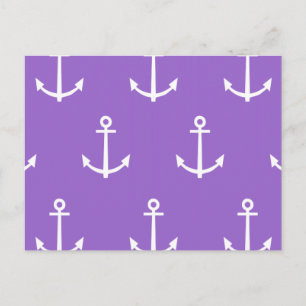 Purple and White Anchors Pattern 1 Postcard