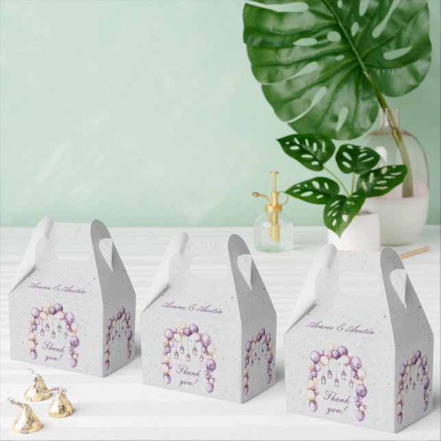 Purple and White Balloons and Lanterns On Grey  Favour Box (Multiple)