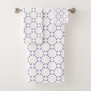 Purple and White Bath Towel Set