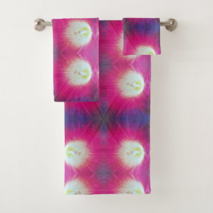 Purple and White Bath Towel Set