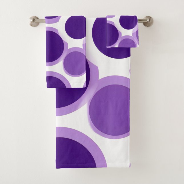 Purple and White Bath Towel Set (Insitu)