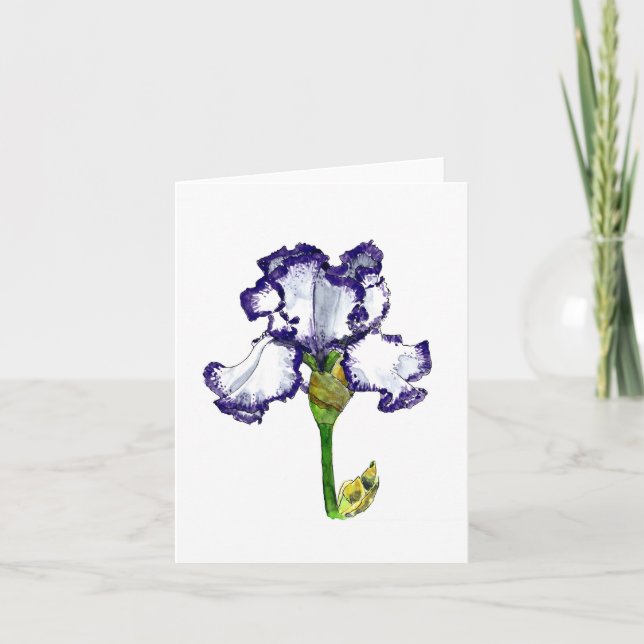Purple and White Bearded Iris Card (Front)