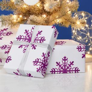 Purple and White Big Snowflake Modern Christmas Wrapping Paper