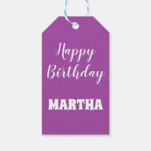 Purple and White Birthday Gift Tags