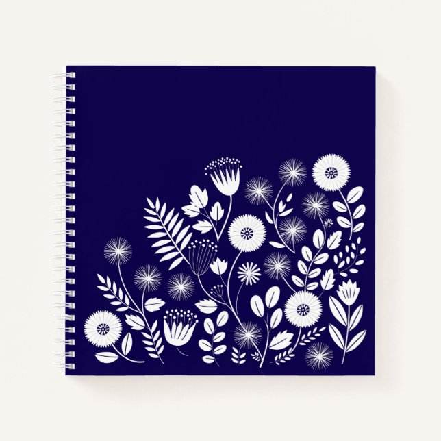 Purple and White Boho Wildflower  Notebook (Front)