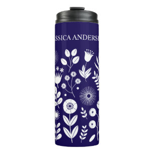 Purple and White Boho Wildflower  Thermal Tumbler