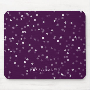 Purple and White Bokeh Confetti Mouse Pad