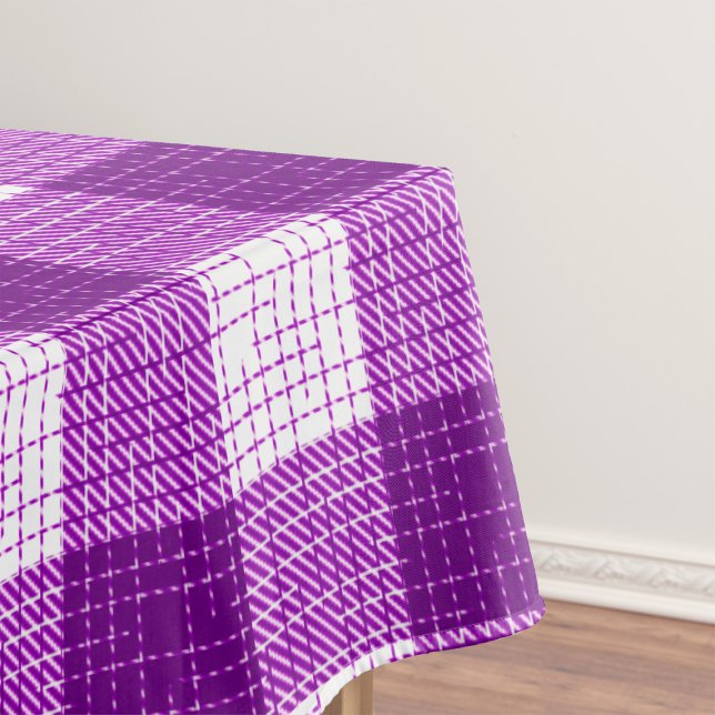 Purple and White Bold Checkered Plaid Design  Tablecloth (Creator Uploaded)