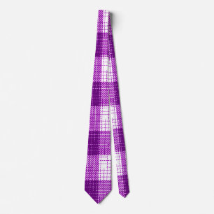 Purple and White Bold Checkered Plaid Design Tie